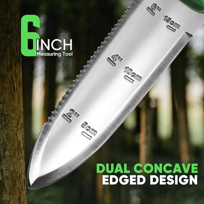 GK01 Hori Hori Garden Knife, Full Tang Gardening Knife with 7.1" Stainless Steel Double-Edged Blade, Heavy Duty Gardening Hand Tool for Weeding and Gardening with Oxford Sheath - in Gift Box by GreenHaven Gardens
