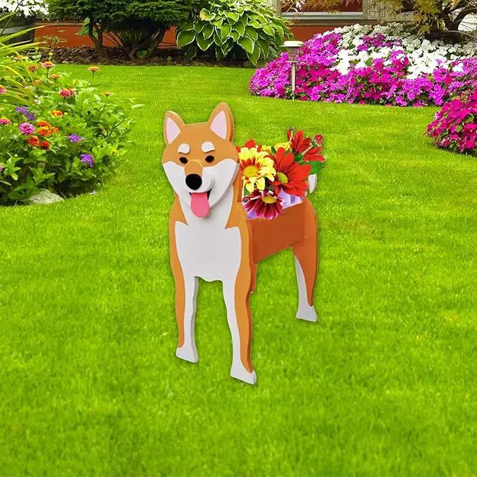 Shiba Inu Dog Planter Plant Pots,Cute Garden Dog Flower Planter,Dog Planters Birthday Gifts for Women,Office,Indoor/Outdoor Decor（9.45 * 5.71 * 12.13in） by GreenHaven Gardens