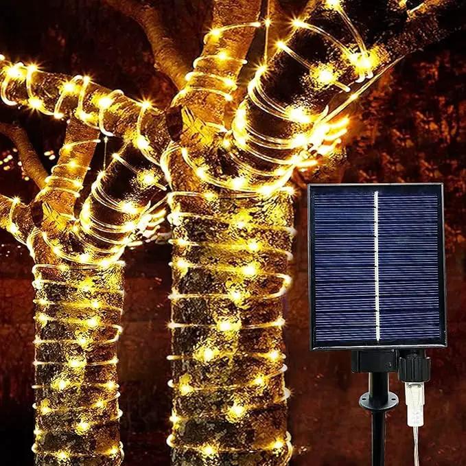 300 LED Solar Rope Lights Outdoor 99 FT Bright Solar Garden String Lights Durable 8 Modes Outdoor Fairy Lights Waterproof Solar Garden Decorative Lights for Fence Patio Decor (Warm) by GreenHaven Gardens