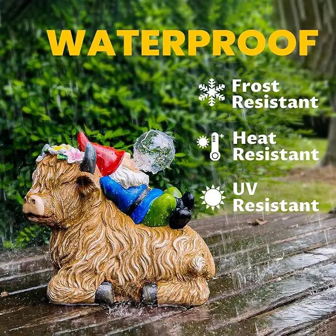 Solar Highland Cow Gnome Garden Decor Statue, Outdoor Funny Solar Light Decoration for Yard, Patio, Lawn, Unique Housewarming, Birthday Gift for Women, Mom, Grandma by GreenHaven Gardens