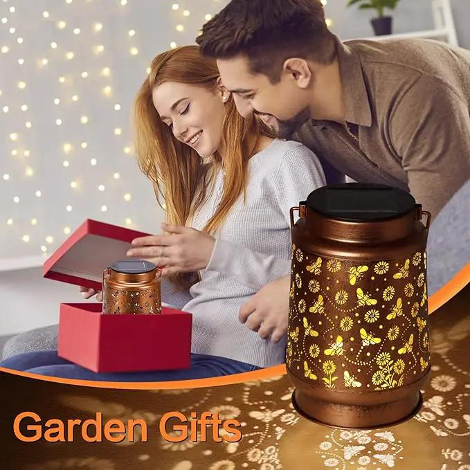 Solar Lanterns Outdoor Waterproof Bee Garden Decor Gifts for Women Mom Grandma Hanging Solar Lights Metal Solar Decoration Outside for Yard, Patio, Backyard, Porch by GreenHaven Gardens