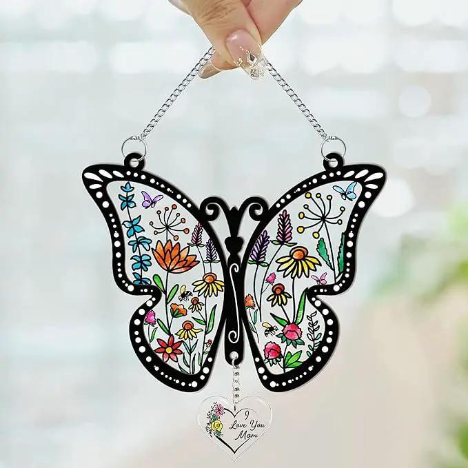 Acrylic Suncatcher Gift for Mom Window Hanging Butterfly Home Decoration 8x8inch, for Mom, for Mom from Daughter Son, Sentimental Best Mom Birthday Gift Ideas by GreenHaven Gardens