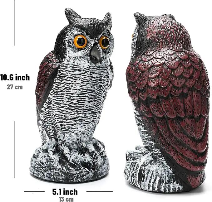 Ezoon 3 Pack Owl Decoy to Scare Birds Away, Fake Owl Scarecrows, Pigeon Deterrent, Plastic Owl Statue for Outdoor Garden Yard by GreenHaven Gardens