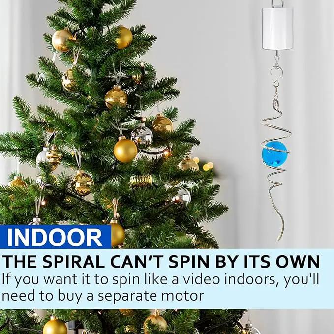 Gazing Ball Spiral Tail Wind Spinner,Decorative Wind Spinner 11inch Tail and 2 inch Glass Orb. Indoor Outdoor Wind Spinner Tail Sun Catcher Garden Decoration-13 inch Height(Blue) by GreenHaven Gardens