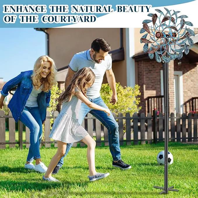 360° Wind Spinners Outdoor, Wind Sculptures Windmill with Metal Stake, Kinetic Large Metal Yard Art Decor Spinners Pinwheels for Garden Outside Patio Lawn, 63.2 * 13.2" by GreenHaven Gardens