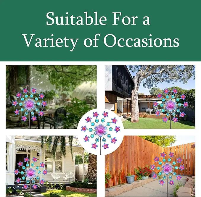 Solar Flower Wind Spinners for Yard and Garden, 40 Inch Solar Windmill Garden Whirligig Kinetic Spinners Decor for Lawn, Patio&Yard, Metal Wind Outdoor Sculpture by GreenHaven Gardens