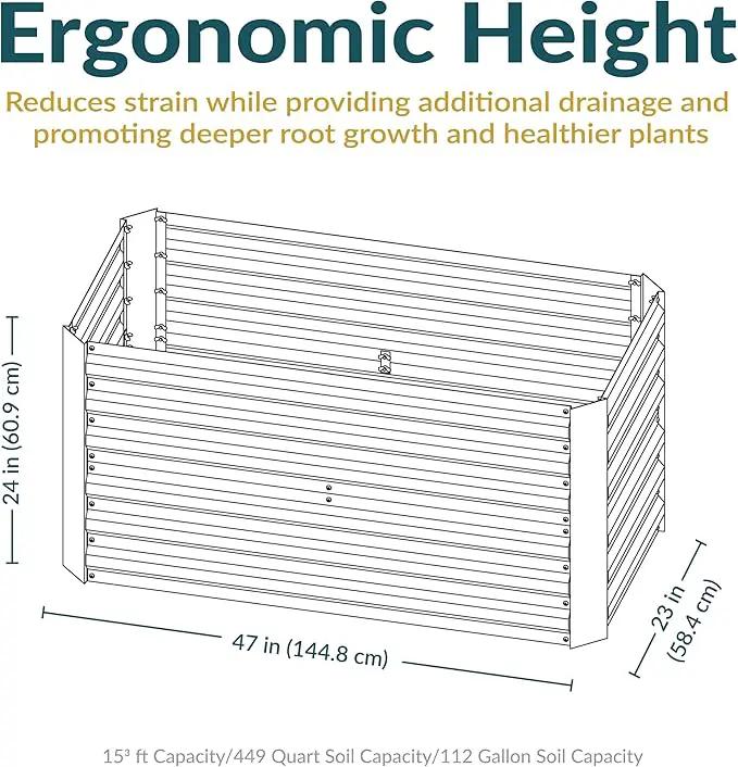 Sunnydaze Galvanized Raised Garden Bed - Metal Raised Bed for Gardening - Outdoor Planter Box for Flowers, Plants, and Vegetables - Green - 47" W x 23" D x 24" H Rectangle by GreenHaven Gardens