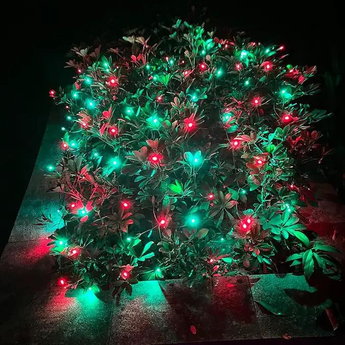 HISHINY LED Christmas Net Lights Outdoor, 5ftx5ft 100LED Green Wire, Connectable Bush Mesh Net Lights String for Halloween Christmas Party,Shrub,Yard,Tree（Red&Green） by GreenHaven Gardens