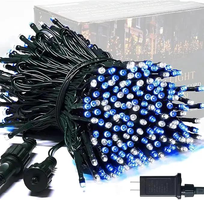 JMEXSUSS 250LED Christmas String Lights 91.5ft Extendable Green Wire Christmas Lights Outdoor Waterproof, 8 Modes LED String Lights Indoor for Tree Wedding Party Garden Patio Decoration, Blue & White by GreenHaven Gardens