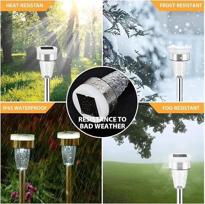 TWINSLUXES 16 Pack Solar Outdoor Lights, Dual Light Source LED Pathway Lights Solar Powered, Stainless Steel Waterproof Solar Garden Lights Decoration for Garden Patio and Walkway, Cool Warm by GreenHaven Gardens