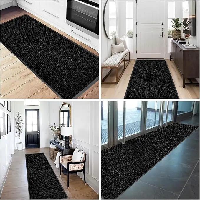 fani Heavy Duty Large Outdoor Indoor Entrance Black Doormat Waterproof Low Profile Entrance Rug Front Door Mat Patio Anti-Skid Rubber Back, 23x72 inch (Black) by GreenHaven Gardens