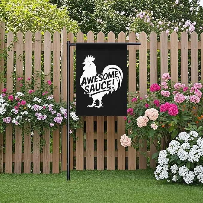 Awesome Sauce Rooster Garden Flag Art Banners House by GreenHaven Gardens