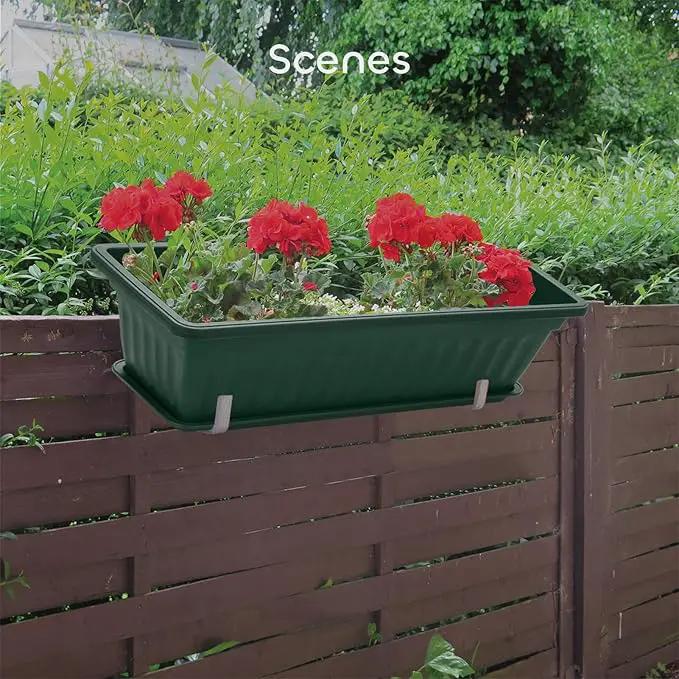 GROWNEER 6 Packs 17 Inches Green Flower Window Box Plastic Vegetable Planters Long Pots with 15 Pcs Plant Labels for Outdoor Indoor Windowsill Patio Garden Home Decor Porch by GreenHaven Gardens