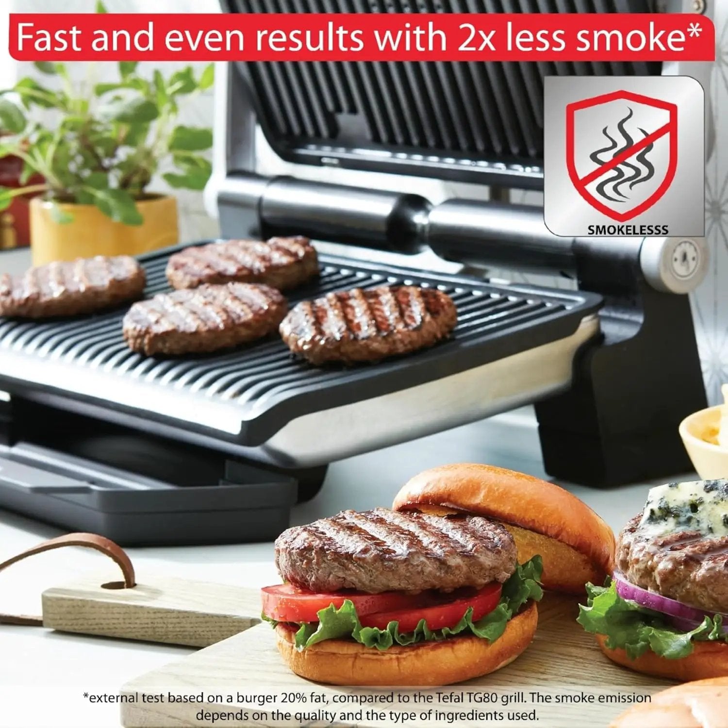 T-Fal OptiGrill Stainless Steel XL Electric Grill 6 Servings 9 Intelligent Automatic Cooking Modes 1800 Watts Nonstick Removable Plates, Dishwasher Safe, Indoor, Frozen Food by GreenHaven Gardens