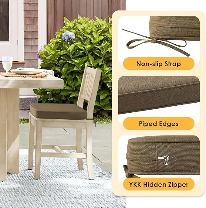 Outdoor Sunbrella Square Corner Seat Cushion, 18.5"x16"x3", Set of 4, Non Slip Seat Cushion Pads with Removable Cover for Patio Furniture, Garden Yard Lawn, Specrtum Caribou by GreenHaven Gardens