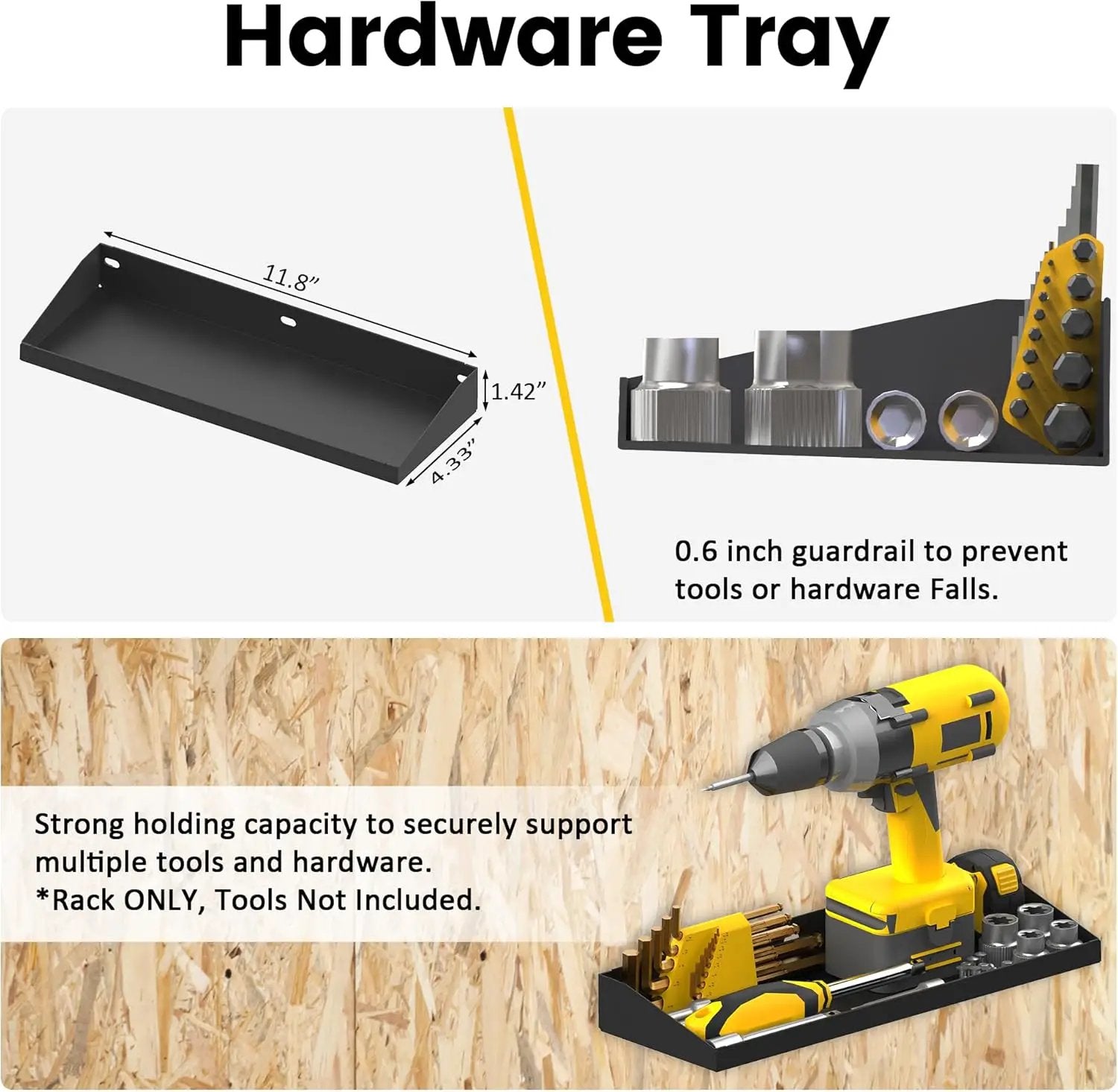 UNITEDPOWER Wall Mount Hand Tool Storage Set, Screwdriver Organizer, Pliers Holder, Hammer Rack, Metal Hardware Tray for Garage Workshop Workbench - 4 Pack by GreenHaven Gardens