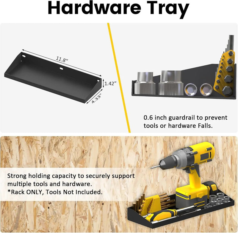UNITEDPOWER Wall Mount Hand Tool Storage Set, Screwdriver Organizer, Pliers Holder, Hammer Rack, Metal Hardware Tray for Garage Workshop Workbench - 4 Pack by GreenHaven Gardens