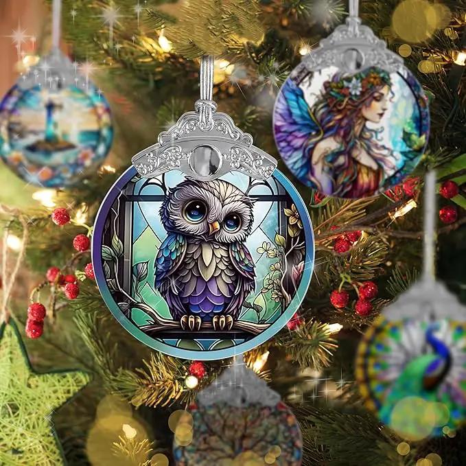 Owl Stained Glass Suncatcher, Jocidea Owl Ornament, Owl Christmas Ornament, Holidays Ornaments, Christmas Tree Ornament, Owl Decor, Gifts for Owl Lovers by GreenHaven Gardens