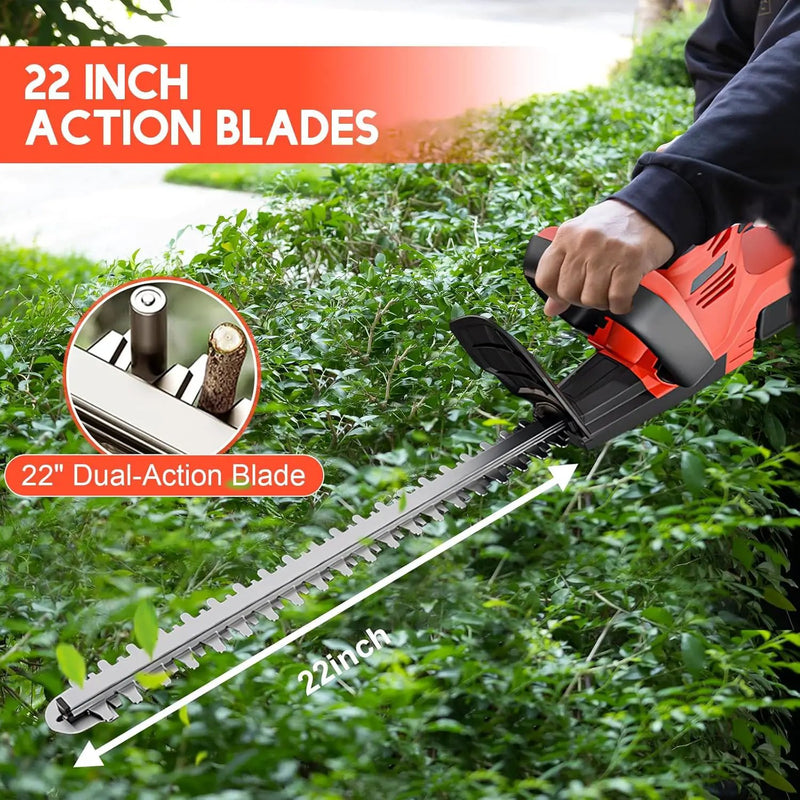 ALSO GO 22’’ Cordless Hedge Trimmer, 21V Electric Shrub Trimmer, Bush Trimmer Cordless with 3.0Ah Rechargeable Battery and Charger, Grass Cutter for Garden, Lawn by GreenHaven Gardens