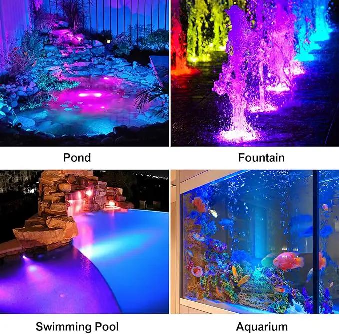 POPOSOAP Solar Pond Lights, RGB LED Pond Lights Waterproof IP68, 2200mAh Battery Underwater Solar Light with Two Modes Options for Pond Fountain Pool Garden Decoration(3 Headlamp) by GreenHaven Gardens
