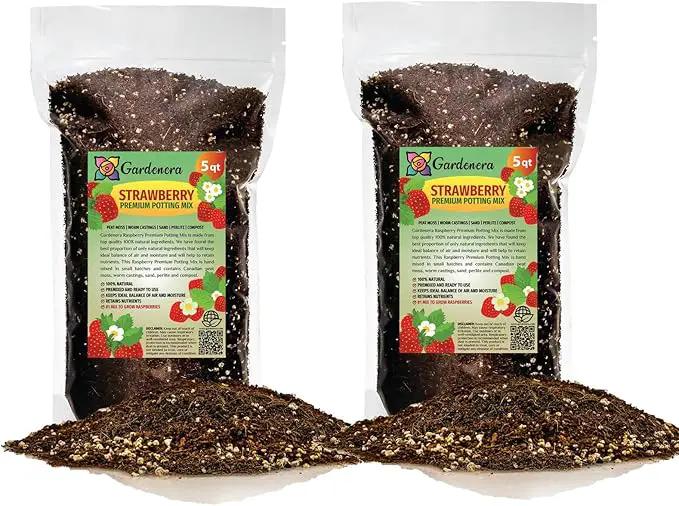 Strawberry Premium Potting Soil Mix - Ideal Blend for Growing Robust and Flavorful Strawberries - 10 Quart by GreenHaven Gardens