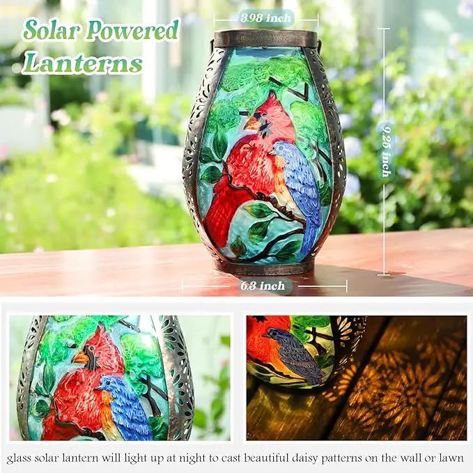 MUMTOP Solar Lanterns Outdoor Waterproof Cardinal Bluebird Solar Powered LED Lights Hanging Solar Lantern Metal Decorative for Patio Table Garden Outside Yard Backyard by GreenHaven Gardens