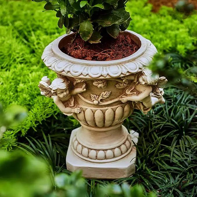 Cherub Angel Planters, Cherub Planter Flower Pots with Drain Hole for All House Plants, Patio Yard Decor, Polyresin, 8.46" H by GreenHaven Gardens