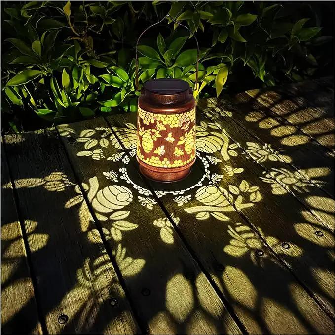 Solar Lanterns Outdoor Hanging Honeybee Decor Lantern,Waterproof Hollow Out Retro Metal Decorative Garden Light,Graceful Decoration for Patio,Yard,Landscape,Walkway,Festival by GreenHaven Gardens