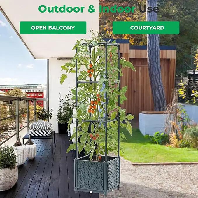 Raised Garden Bed with Tomato Planter Cage, Trellis Planter Boxes for Outdoor Patio Greenhouse Gardening Climbing Vegetables by GreenHaven Gardens