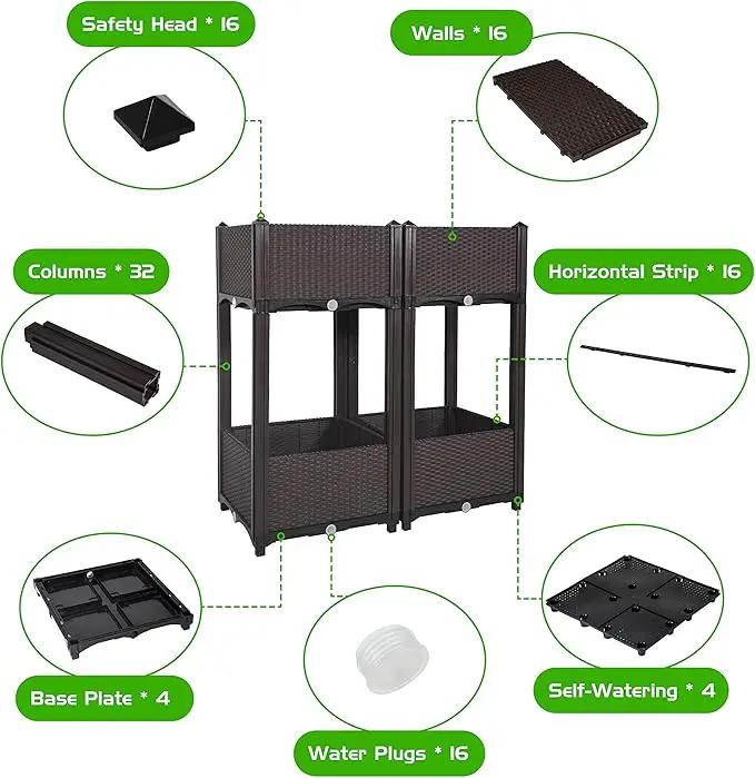 D'vine Dev Raised Beds - Elevated Garden Box with Drainage Plug, Standing Planter Beds for Vegetable/Flower/Herb Gardening Kit, RGB-4 by GreenHaven Gardens