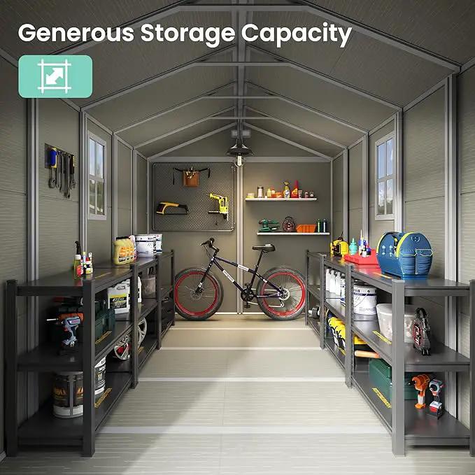 UDPATIO Outdoor Storage Shed 7.5x10.7 FT, Plastic Garden Shed for Bike, Garbage Can, Tool, Outside Sheds & Outdoor Resin Shed with Lockable Door for Backyard, Patio, Lawn, Standstone by GreenHaven Gardens