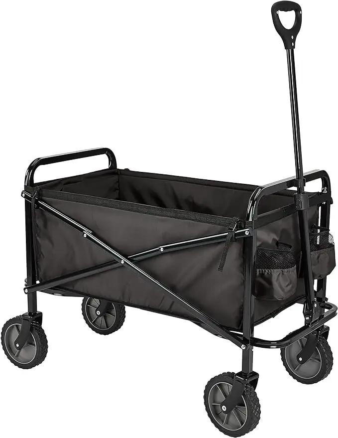 Amazon Basics Collapsible Folding Heavy Duty Utility Wagon for Outdoor Sports, 265 pounds Weight Capacity, Camping, Garden, and Shopping, 27.6 x 40.9 x 20 inches, Black by GreenHaven Gardens