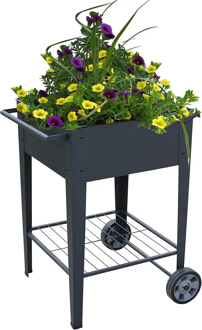 GarraÌ Raised Planter Box -Garden Cart with Wheels, Movable Square Outdoor Elevated Garden Bed with Wheels- Grow Vegetables Flowers Herbs on Patio, Deck, or Yard by GreenHaven Gardens