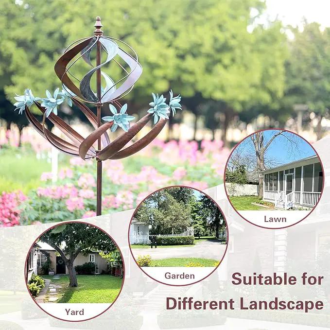 Outdoor Metal Wind Spinner for Yard Garden - Large Kinetic Wind Sculptures Spinners Outdoor, Gift for Birthday, Anniversary, Housewarming, Christmas (W26 x H86) by GreenHaven Gardens