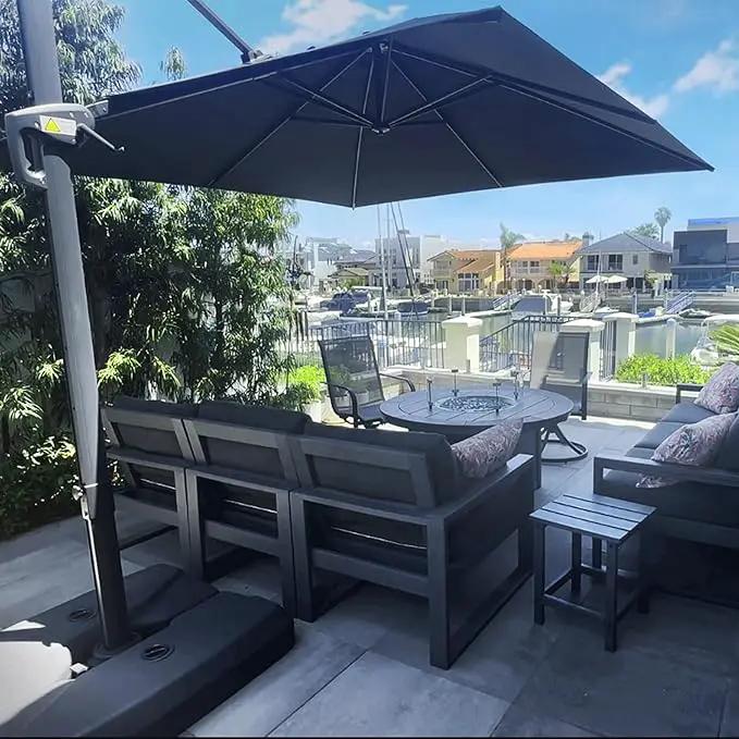 PURPLE LEAF 10 FT Cantilever Patio Umbrella Outdoor Aluminum Offset Square Umbrella with 3 Years Fade Resistance Recycled Fabric and 360-degree Rotation for Deck Pool Garden, Graphite Grey by GreenHaven Gardens