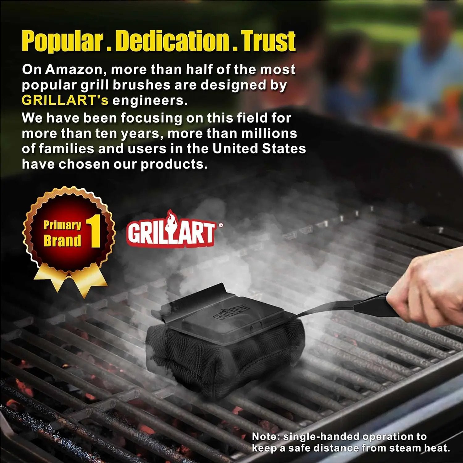GRILLART Grill Brush Bristle Free, Replaceable BBQ Cleaning Pad (No Handle), Safe Replacement Cleaning Pad/Head for Cast Iron/Stainless Steel Grates - Dark Black by GreenHaven Gardens