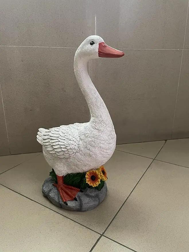 Porch Goose Statue Cygnus, Big Resin Garden Lawn Yard Décor, Sculpture, 20 inches High Figurine, Duck, Indoor and Outdoor, by GGTown TM by GreenHaven Gardens