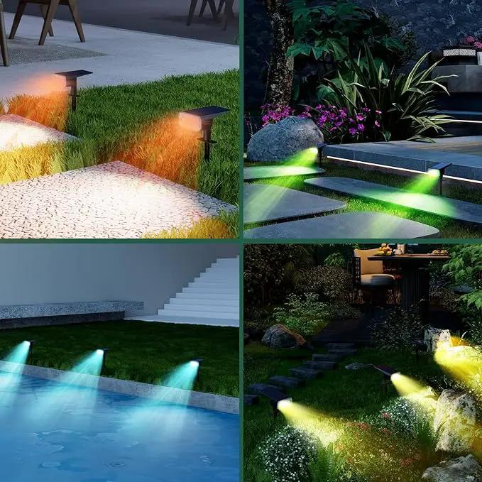 Solar Lights Outdoor Waterproof IP65, 8 Lighting Modes Multicolor Solar Spot Lights Outdoor, Landscape Spotlights for Garden Yard, 2 Pack RGB by GreenHaven Gardens