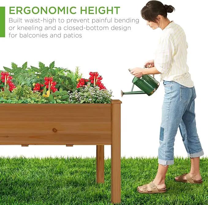 Best Choice Products 48x24x30in Raised Garden Bed, Elevated Wood Planter Box Stand for Backyard, Patio, Balcony w/Bed Liner, 200lb Capacity - Acorn Brown by GreenHaven Gardens