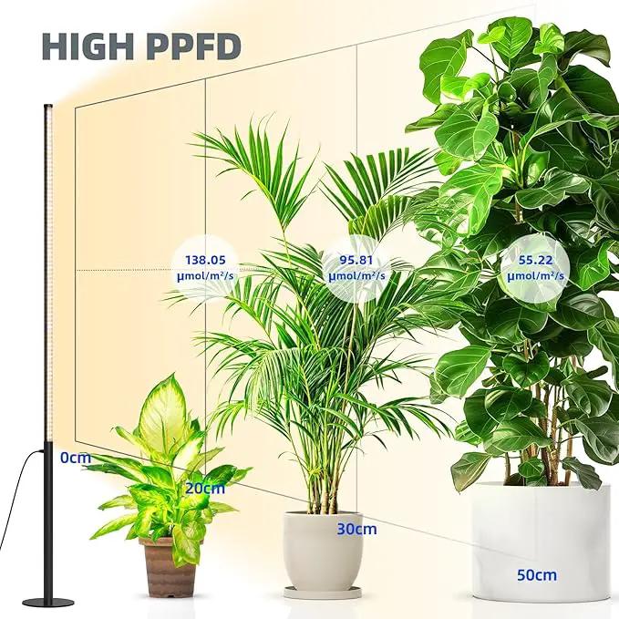 Barrina T10 Pro Standing Grow Light with Timer, 42W, 169 LEDs, Full Spectrum Vertical Grow Light for Indoor, Wide Coverage, 4FT to 5.6FT Height with Foot Switch, Ideal for Flowering and Tall Plants by GreenHaven Gardens
