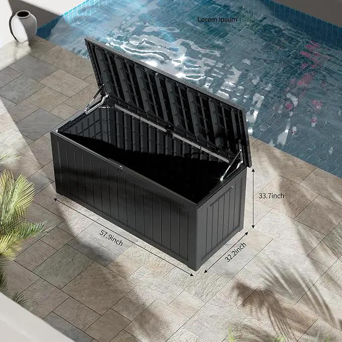 270 Gallon Outdoor Storage Box Waterproof Lockable Resin Deck Box Large, Patio Storage Bin for Pool Accessories Cushion Furniture, Garden Tools, UV-Resistant Outside Delivery Black by GreenHaven Gardens