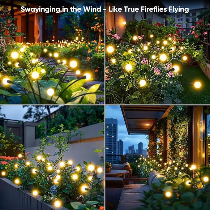 Solar Lights Outdoor Garden Decor: Waterproof Solar Firefly Lights for Yard Landscape Pathway Patio Lawn - Warm White Solar Powered Swaying Lights for Outside Lighting Decorations - 2 Pack 16 LED by GreenHaven Gardens