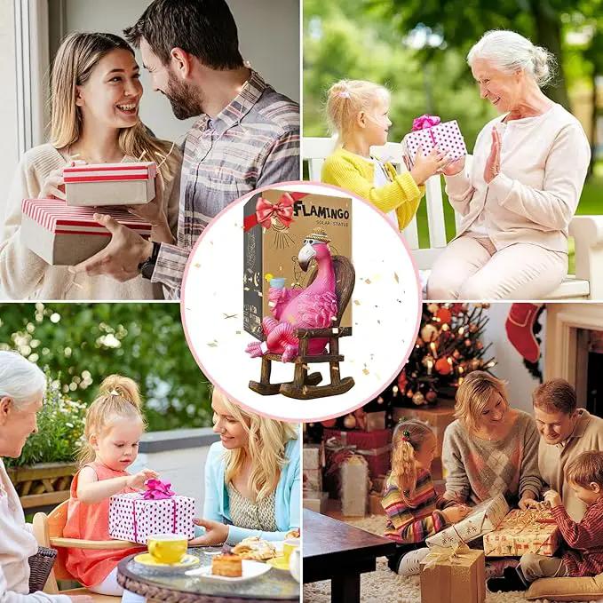 Goodeco Solar Flamingo Statue Outdoor - Perfect Relaxing Fairy Garden Gifts, Great as Birthday or Mom Gifts - 8.1 inches Tall, Pink by GreenHaven Gardens