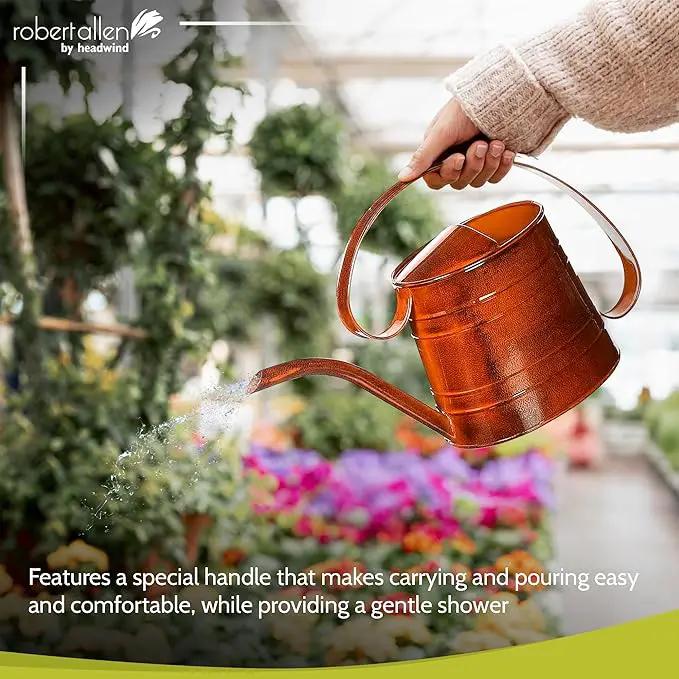 ROBERT ALLEN MPT01506 Danbury Metal Watering Can, Tango Orange by GreenHaven Gardens