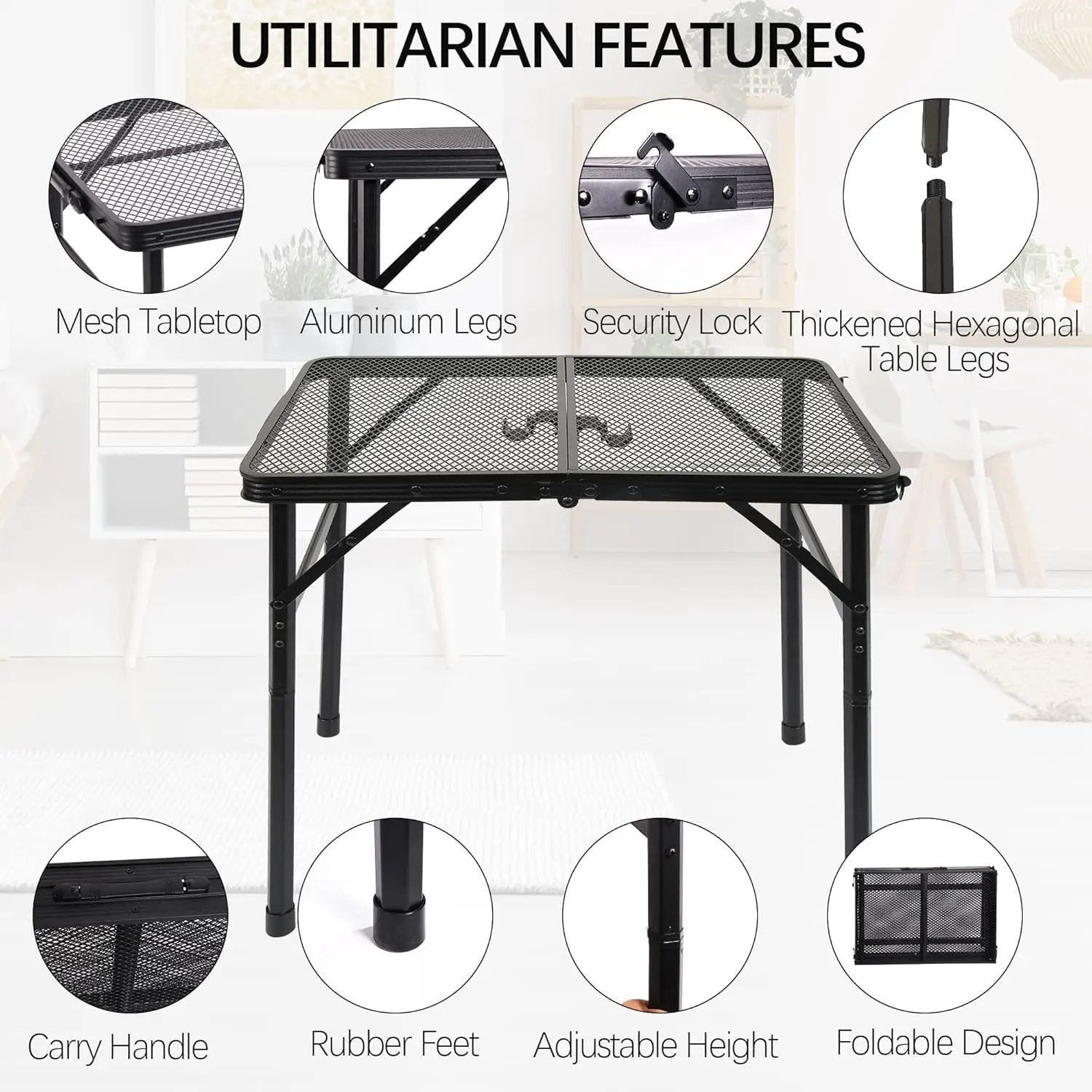 Small Folding Table for Camping Picnic Grill,Garden BBQ Side Table-Portable Lightweight,Compact,Height Adjustable Patio Outdoor Table with Carry Bag by GreenHaven Gardens