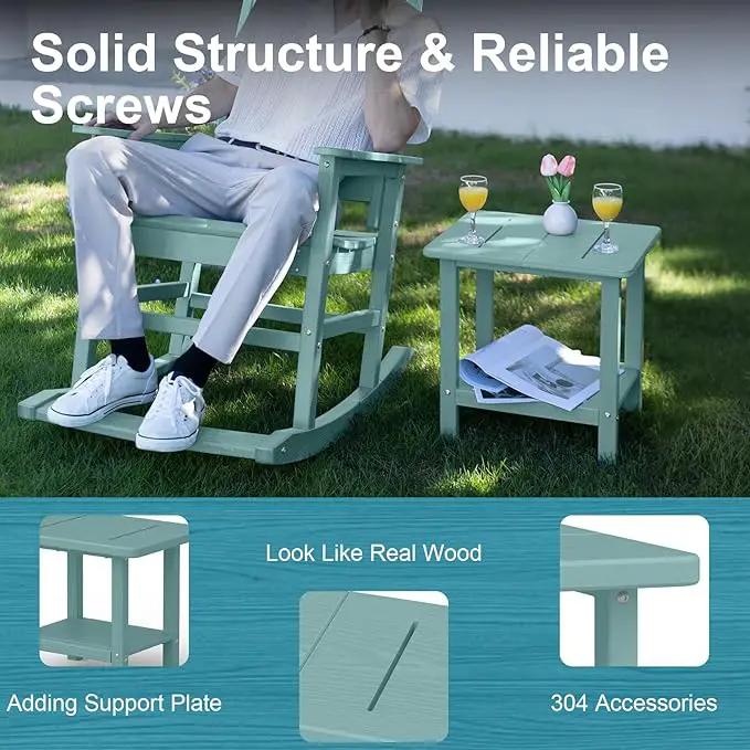 Outdoor Side Table - 2-Tier Storage All Weather Outdoor End Table for Patio - HDPE Morden Easy Maintenance Adirondack Side Table for Pool Porch Balcony Garden Lawn Backyard Outside Indoor by GreenHaven Gardens