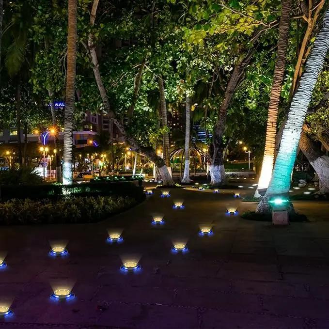 K.E.J. Solar Ground Lights 12 Pcs Disk Lights Outdoor - Waterproof In-Ground Lights,Solar Landscape Lighting as Valentine's Day Decorations Outdoor for Garden Pathway Yard Deck Walkway Driveway
