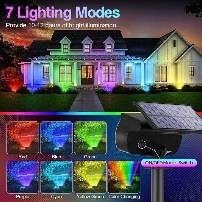 Solar Color Changing Spot Lights Outdoor, IP65 Waterproof Christmas Lights, Multicolor Landscape Spotlights, Large Panel Powered Yard Garden Pathway Light 6 Pack by GreenHaven Gardens