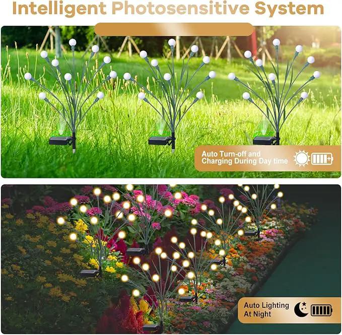 2 Packs Solar Garden Lights, New Upgraded Leaf Design 20 LED Solar Firefly Lights, Waterproof Solar Landscape In-Ground Path Lights Outdoor Decorations for Patio Yard Garden (Warm White) by GreenHaven Gardens