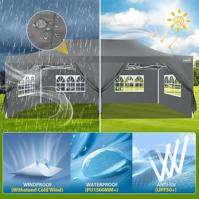 COBIZI 13x26 Pop Up Tent 13x26 Canopy with Sidewalls Heavy Duty Canopy Party Tent for Parties, Outdoor Wedding Large Event Tent Wind Waterproof UPF 50+ Ez Up in Garden Lawn with Roller Bag, Gray by GreenHaven Gardens